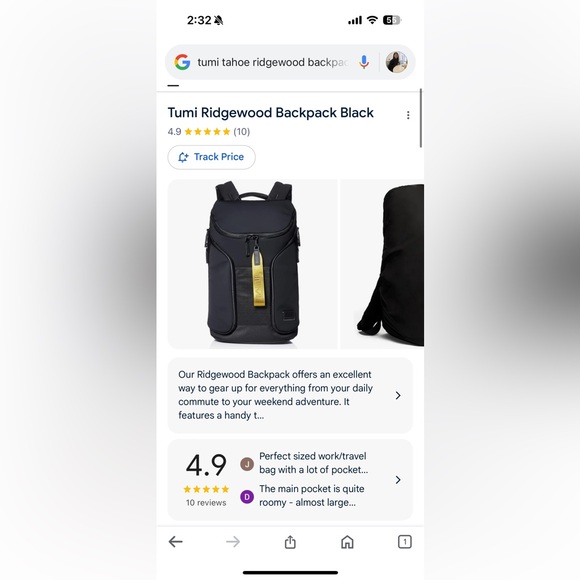 TUMI Ridgewood Backpack Grey Unisex - Picture 3 of 10